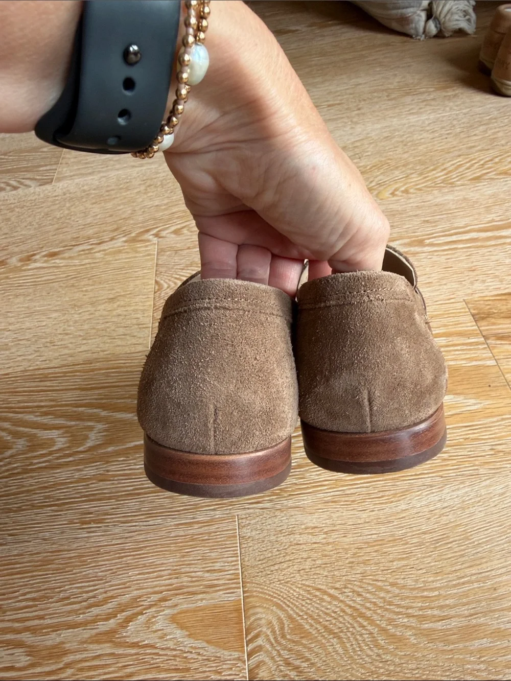 Women’s Suede Penny Loafers in Taupe - Picture 4 of 6